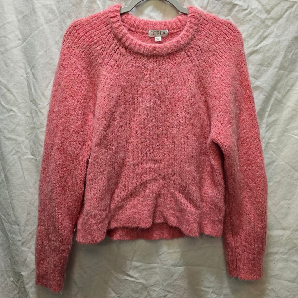 J.Crew Alpaca Blend Sweater Women's Large Pink Raglan‎ Knit Crew Neck Cozy